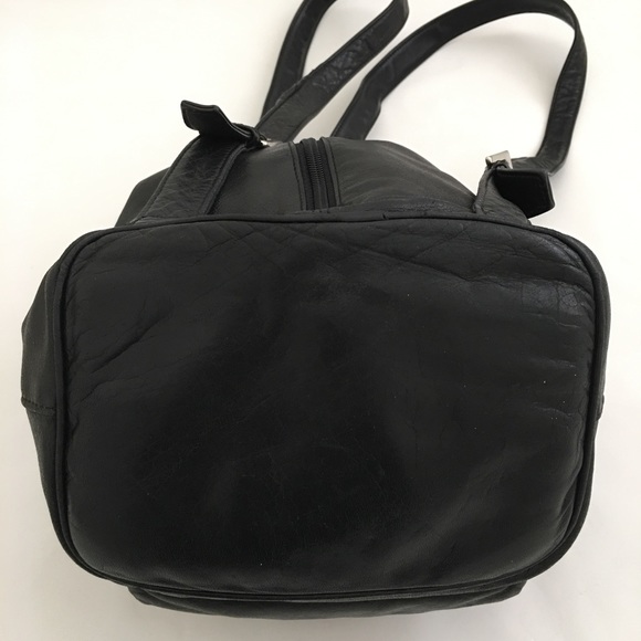 DKNY Black Mini Leather Backpack 10x8x5 Magnetic Snaps Silver Hardware - Picture 8 of 16